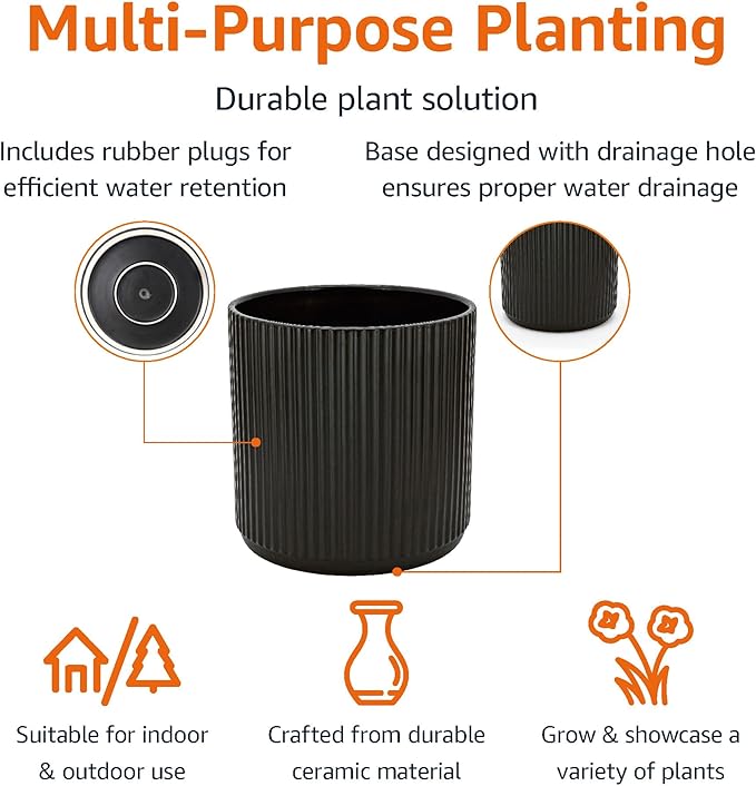 Fluted Ceramic Planter