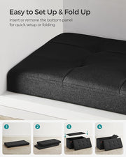 Foldable Storage Ottoman Bench Black