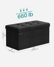 Foldable Storage Ottoman Bench Black