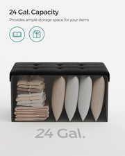 Foldable Storage Ottoman Bench Black