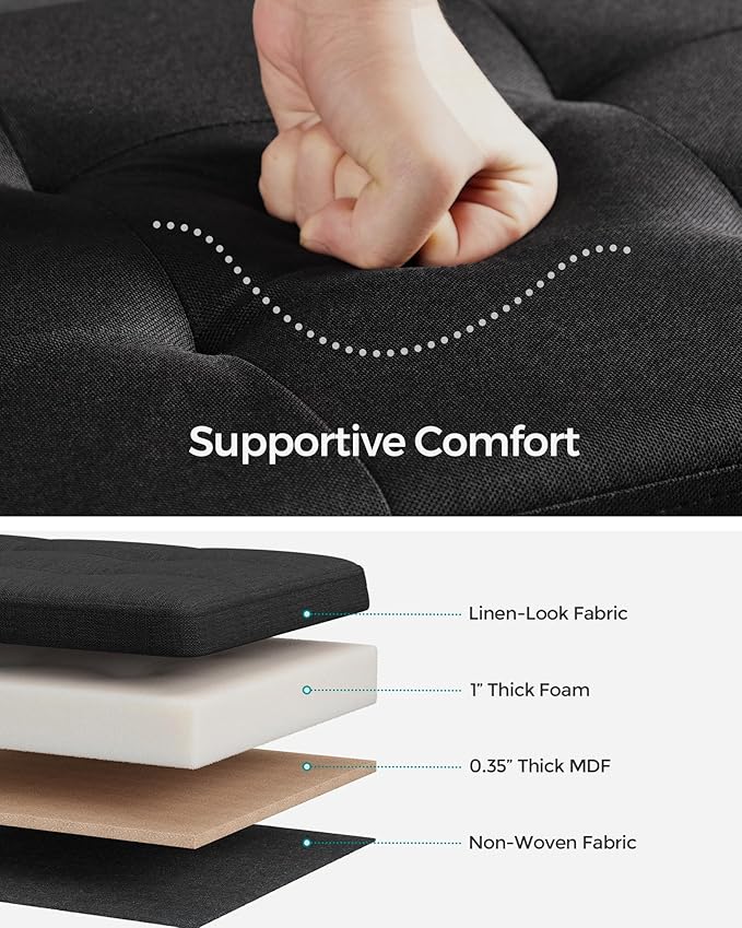 Foldable Storage Ottoman Bench Black