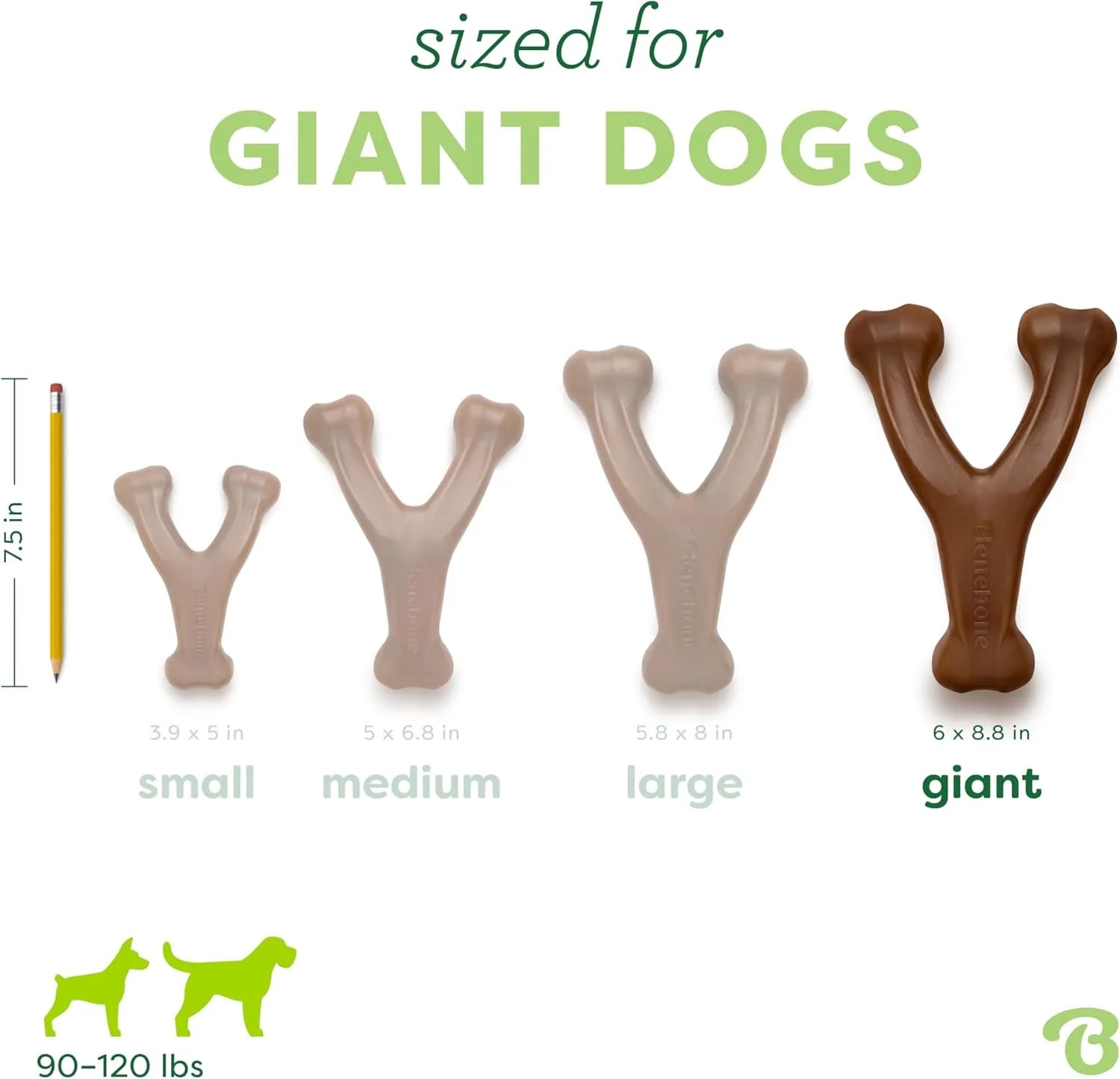 Bacon Flavor Wishbone Dog Chew Toy for Aggressive Chewers (Giant Size)
