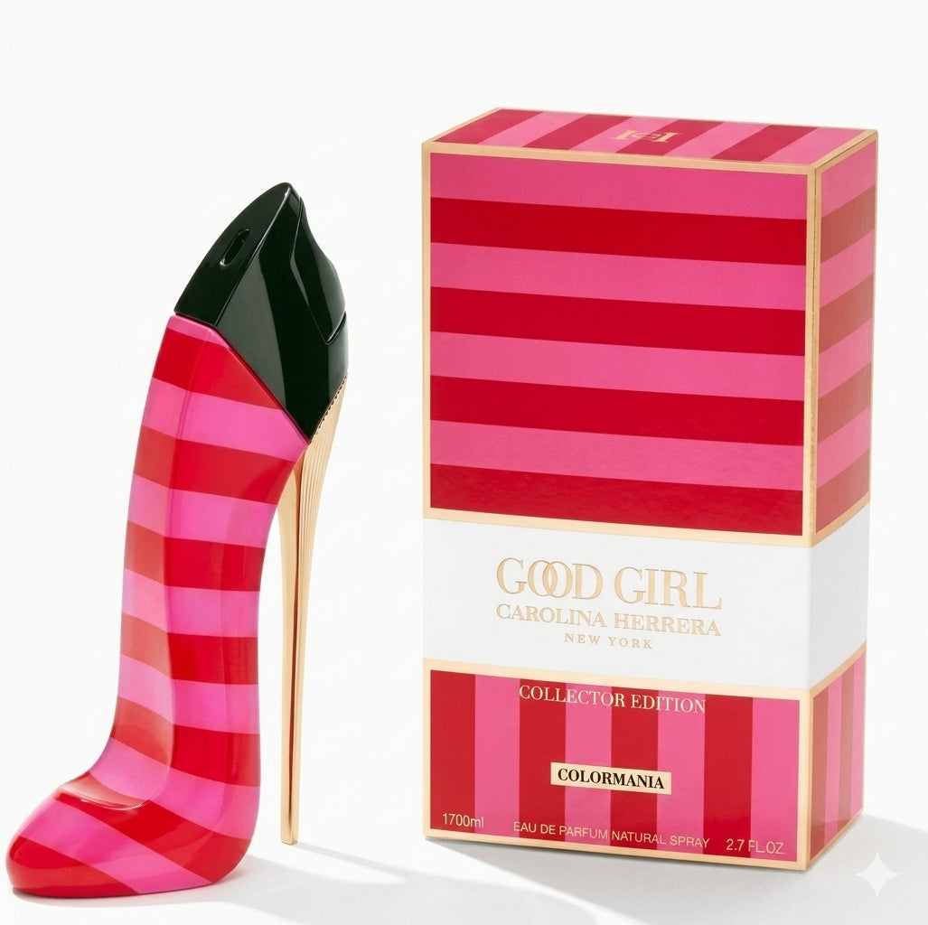 Carolina Herrera Good Girl Colormania Eau de Parfum 80ml 2.7 fl oz red and pink striped stiletto bottle - collector edition perfume for women