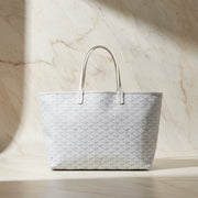 Goyard Saint Louis PM tote bag in coated canvas with leather trim, front view