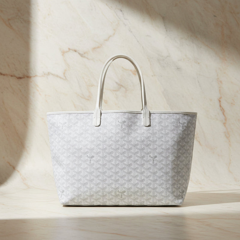 Goyard Saint Louis PM tote bag in coated canvas with leather trim, front view