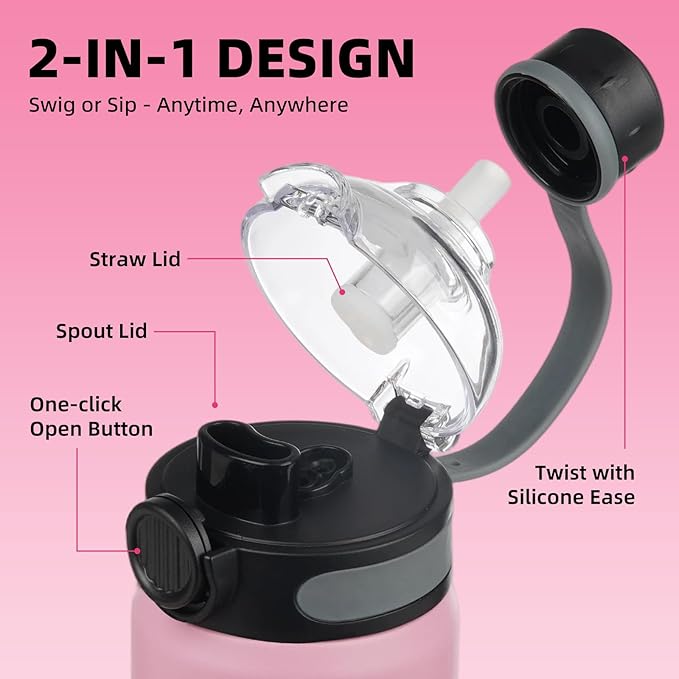 Insulated Straw Sports Water Bottle