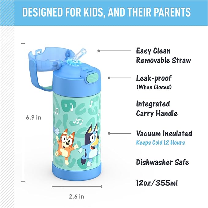 Kids Insulated Straw Water Bottle