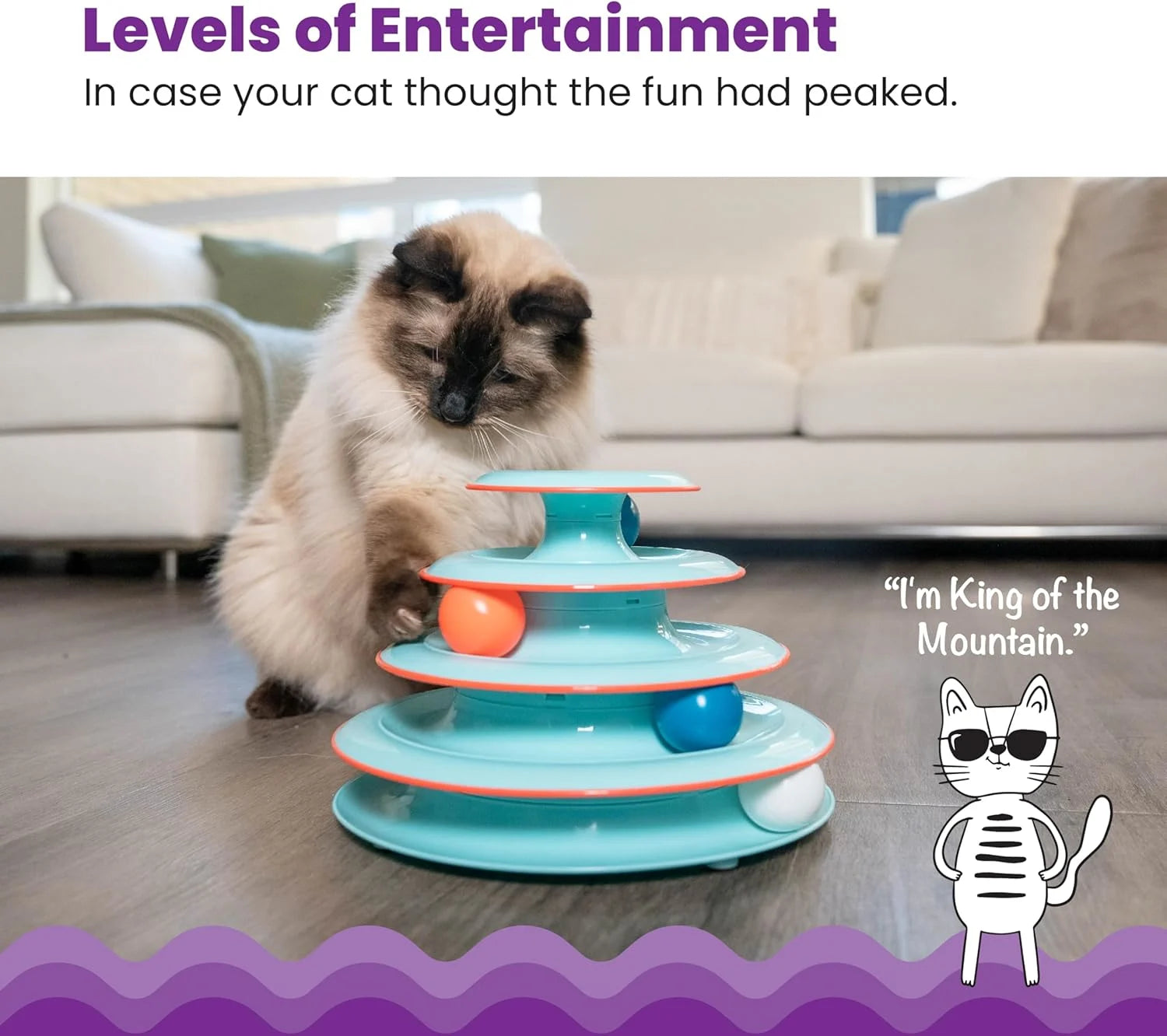 4-Tier Interactive Cat Track Tower with Rolling Balls