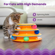 3-Level Interactive Cat Track Tower Toy with 6 Rolling Balls
