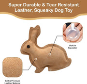 Leather Rabbit Squeaky Dog Toy