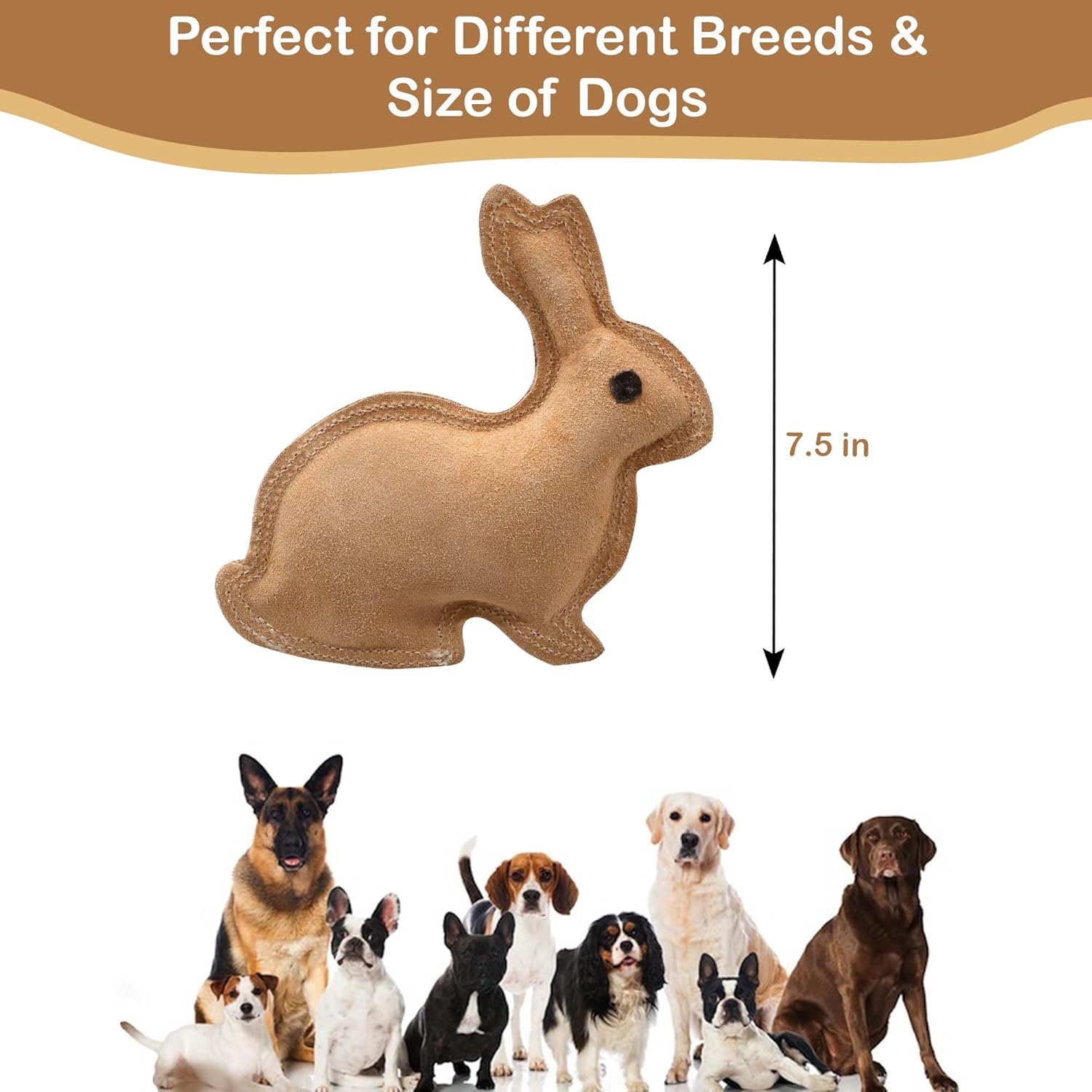 Leather Rabbit Squeaky Dog Toy
