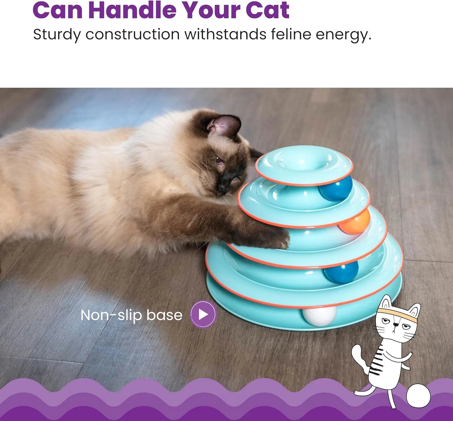 4-Tier Interactive Cat Track Tower with Rolling Balls