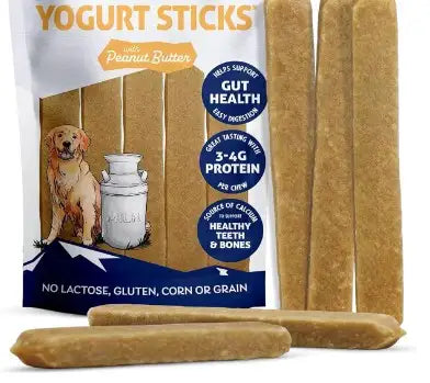 Peanut Butter Yogurt Chew Sticks for Dogs – Digestive Support Treats (5 Pack)
