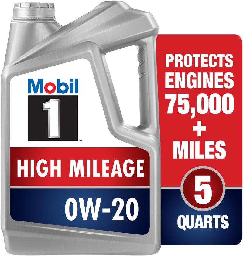 Mobil 1 High Mileage Full Synthetic 0W-20 Motor Oil – 5 Qt