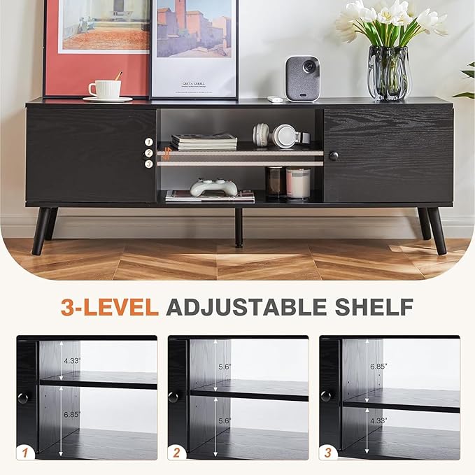 Modern Black TV Console Stand