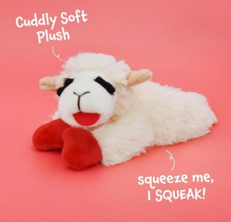Soft Plush Lamb Squeaky Dog Toy (6 Inch, Cream)