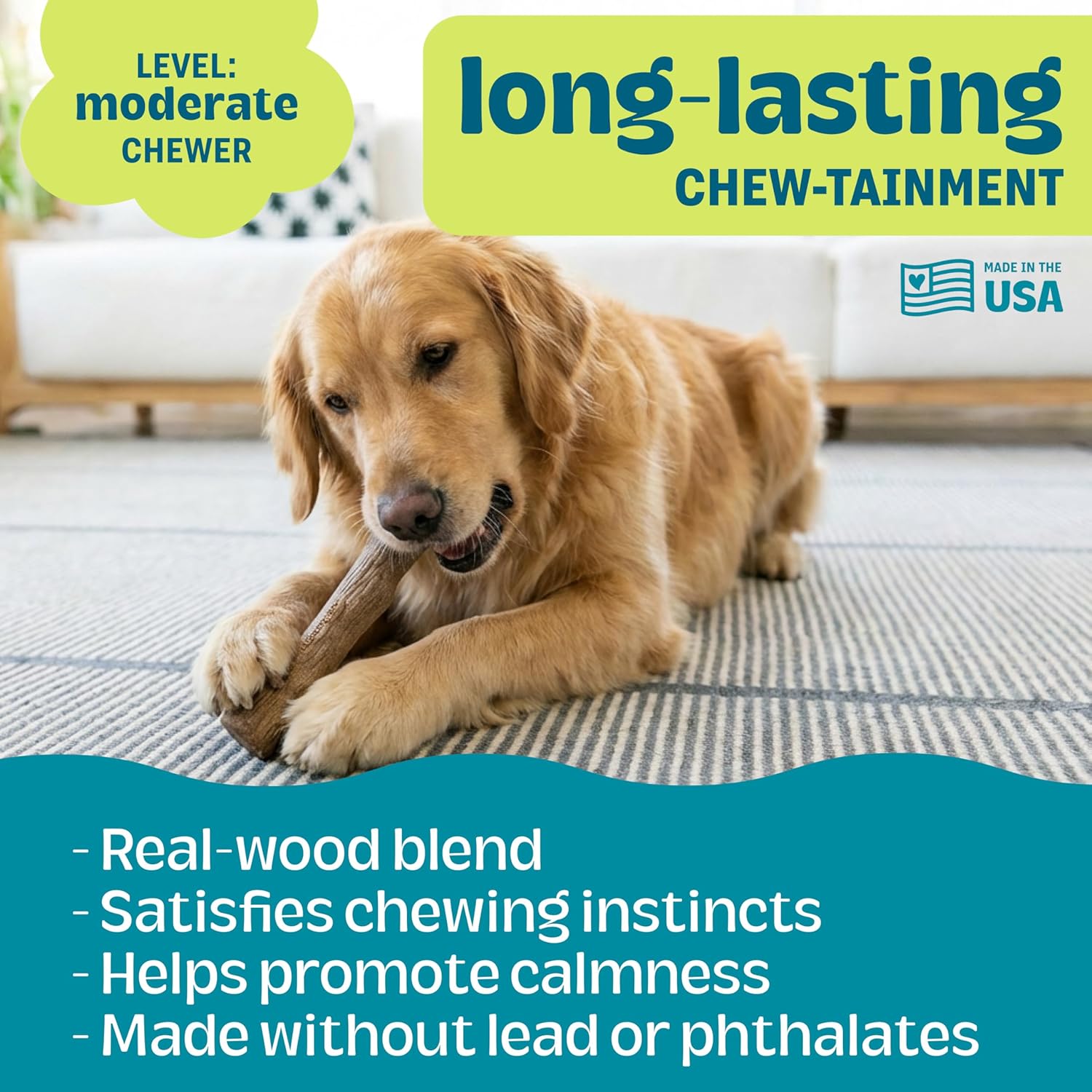 Natural Wood Dog Chew Stick – Large