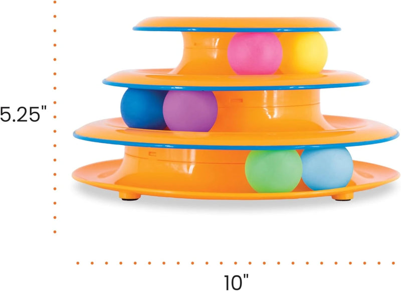3-Level Interactive Cat Track Tower Toy with 6 Rolling Balls