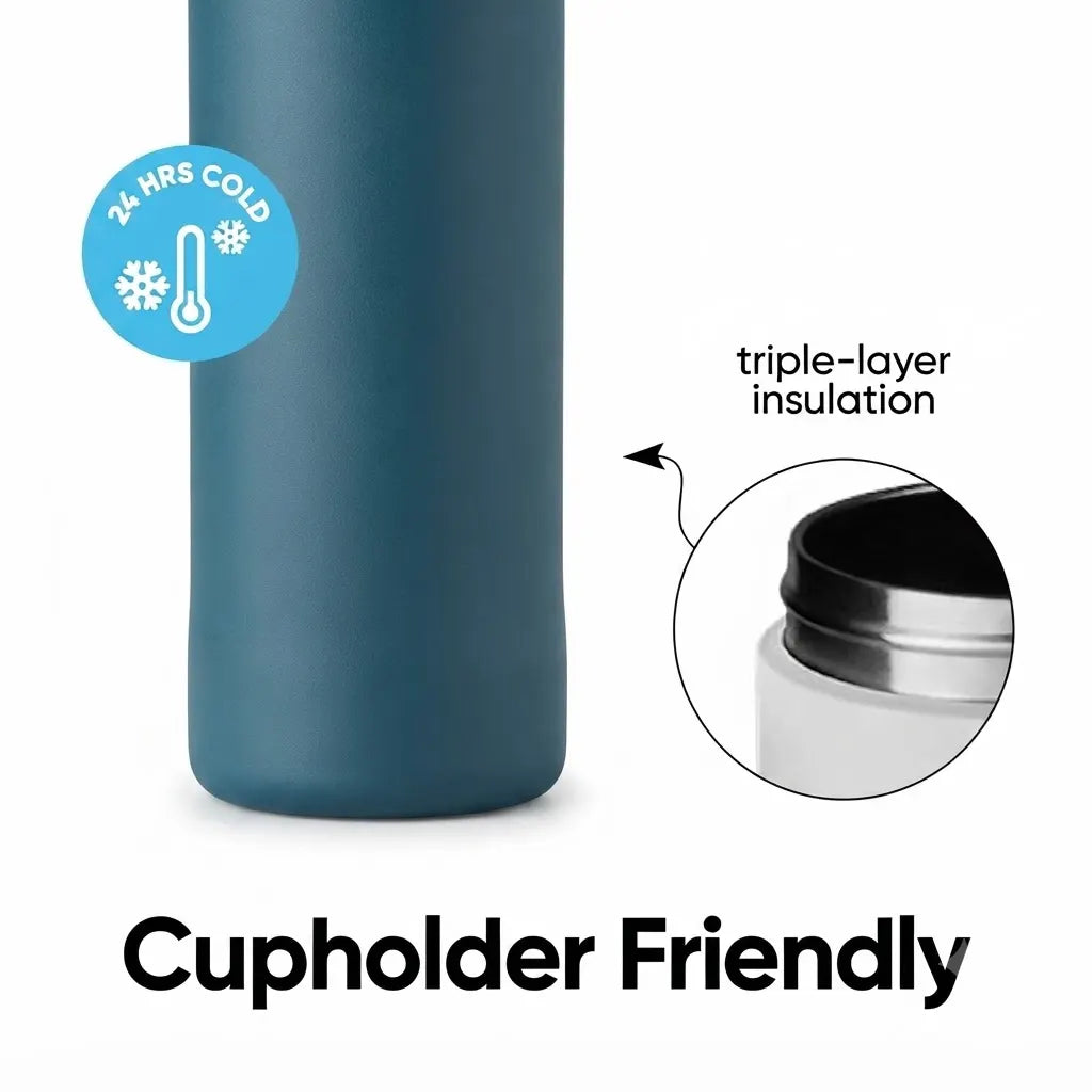 Insulated Straw Sports Water Bottle