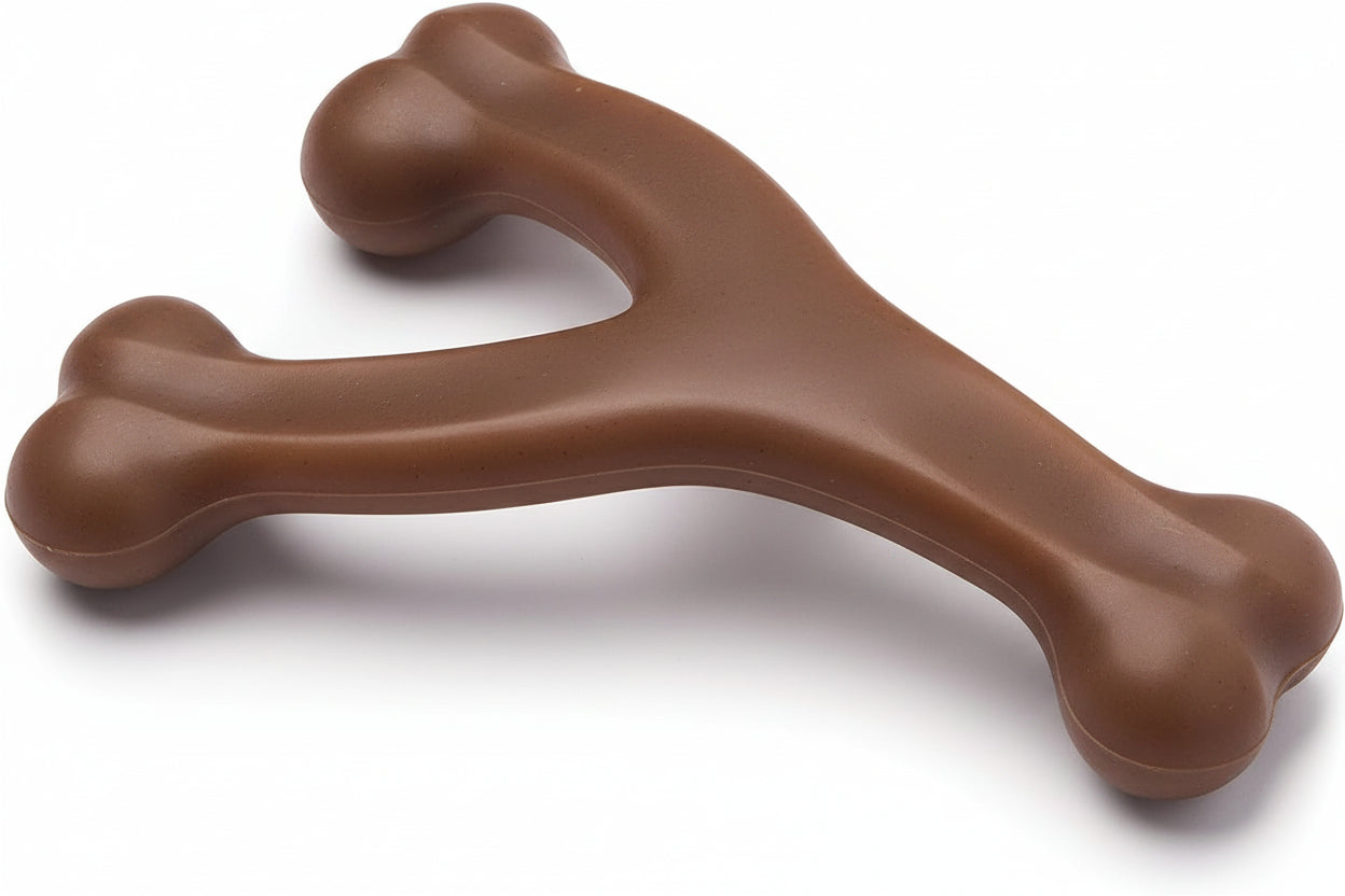 Peanut Butter Flavor Wishbone Dog Chew Toy