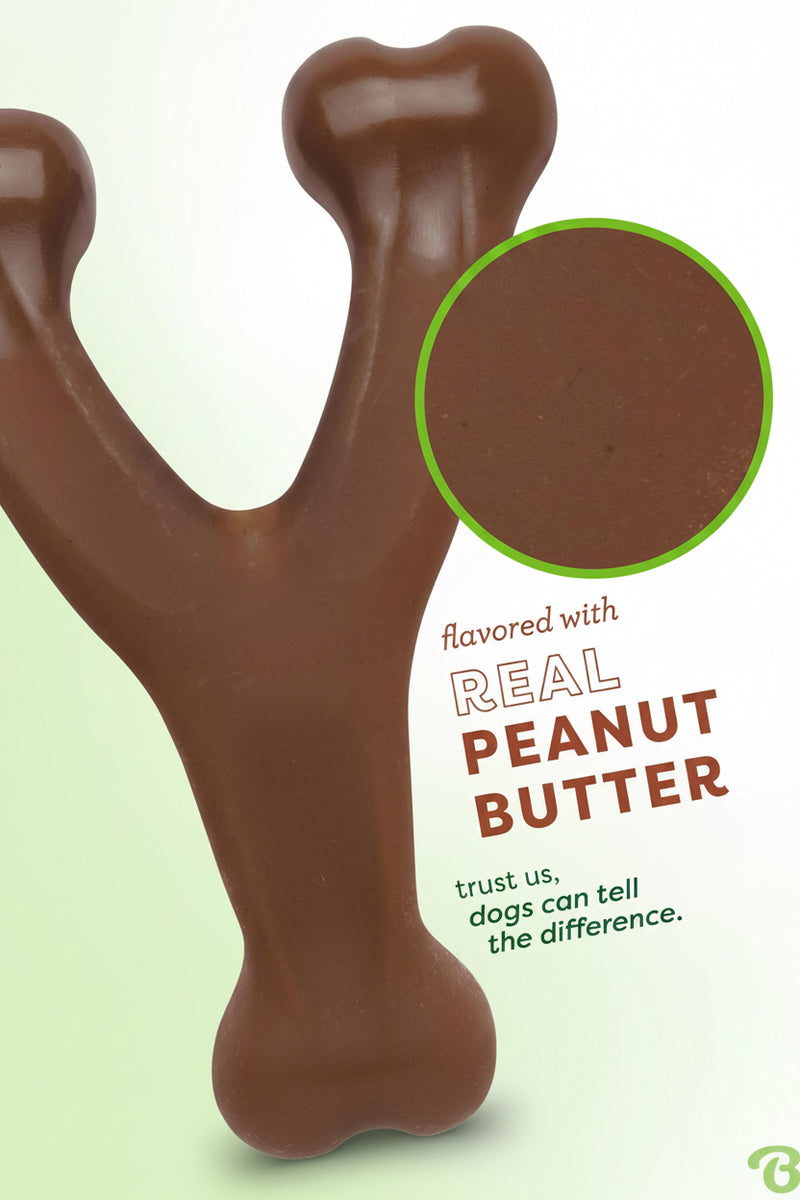 Peanut Butter Flavor Wishbone Dog Chew Toy