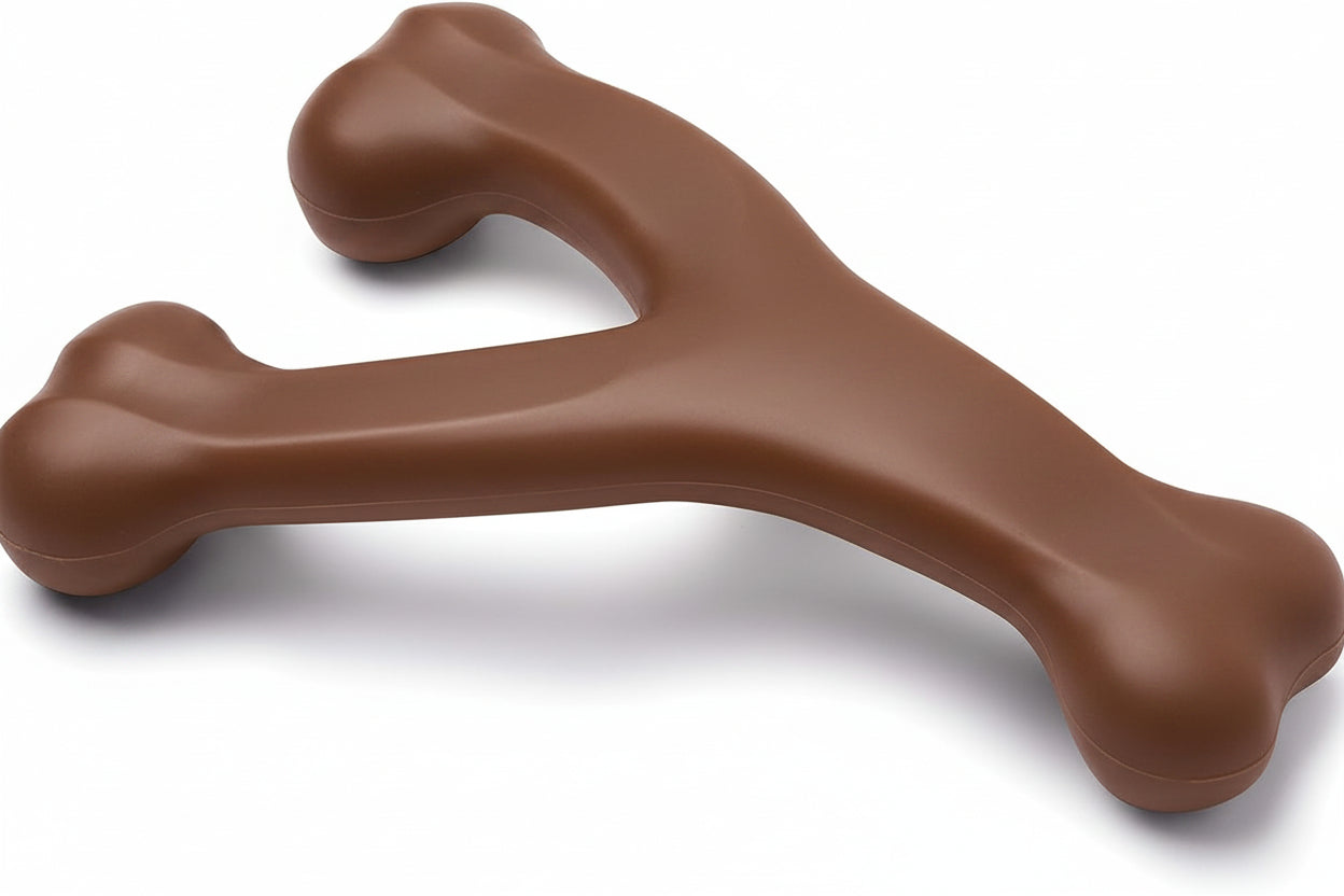 Peanut Butter Flavor Wishbone Dog Chew Toy – Large