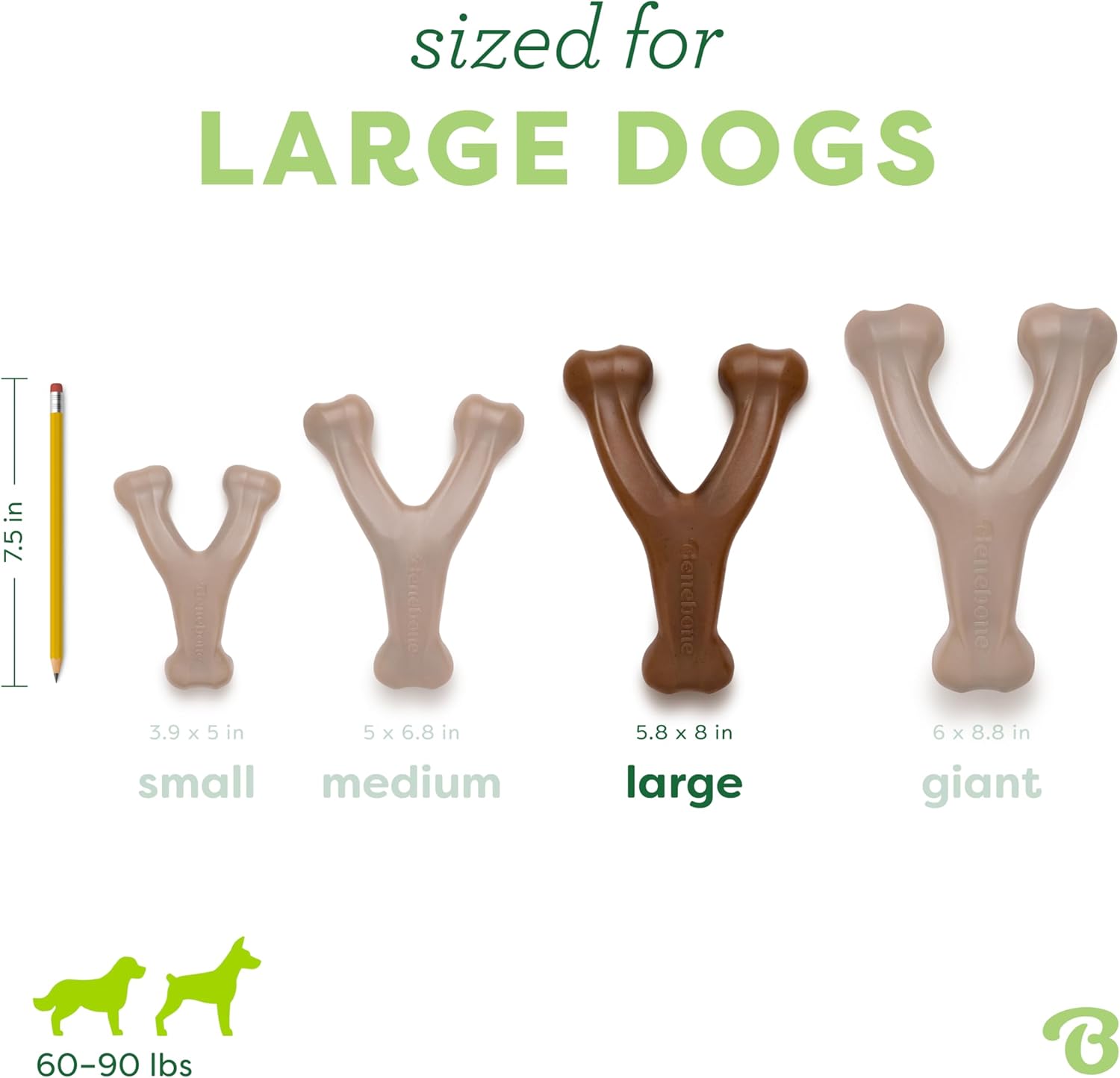 Peanut Butter Flavor Wishbone Dog Chew Toy – Large