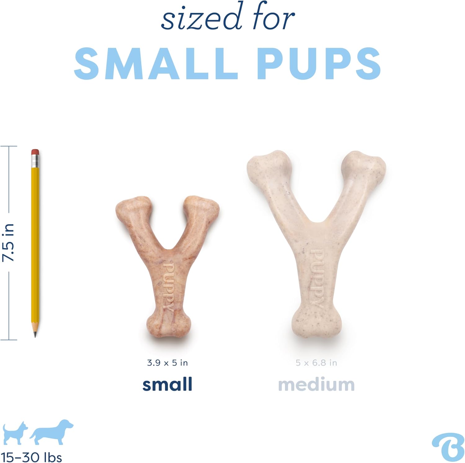 Puppy Wishbone Dog Chew Toy – Bacon Flavor (Small)