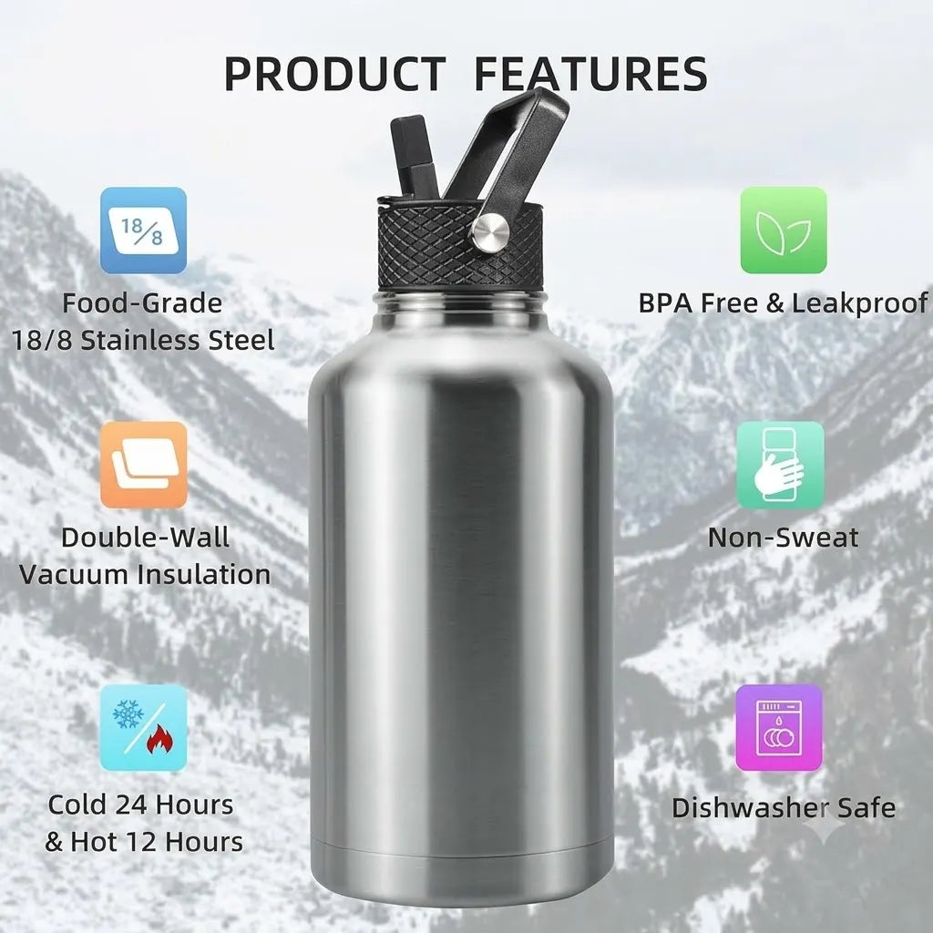 64oz Insulated Stainless Steel Water Jug