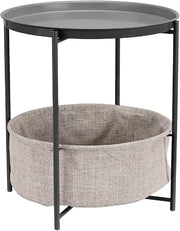 Round Side Table With Basket