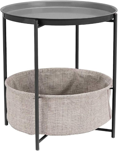 Round Side Table With Basket