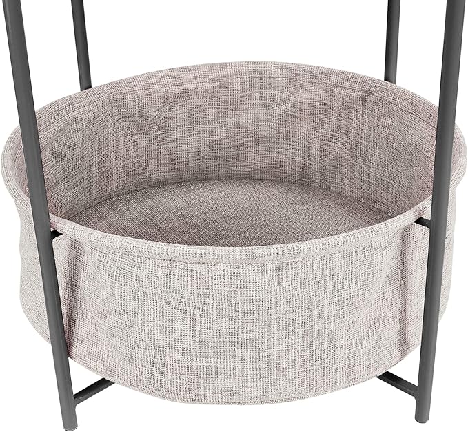 Round Side Table With Basket