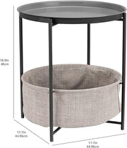Round Side Table With Basket