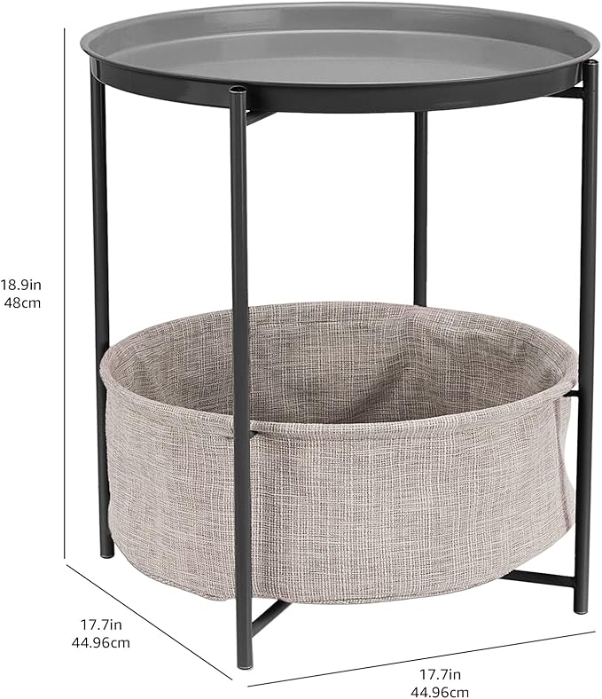 Round Side Table With Basket