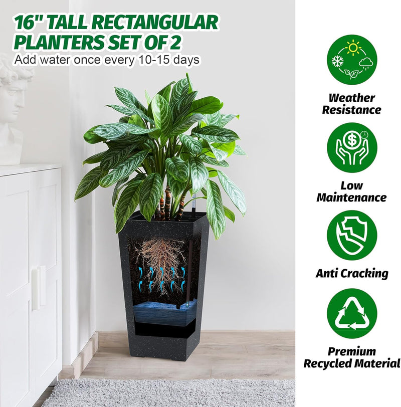 Tall Black Planter Set