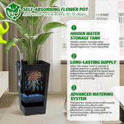Tall Black Planter Set