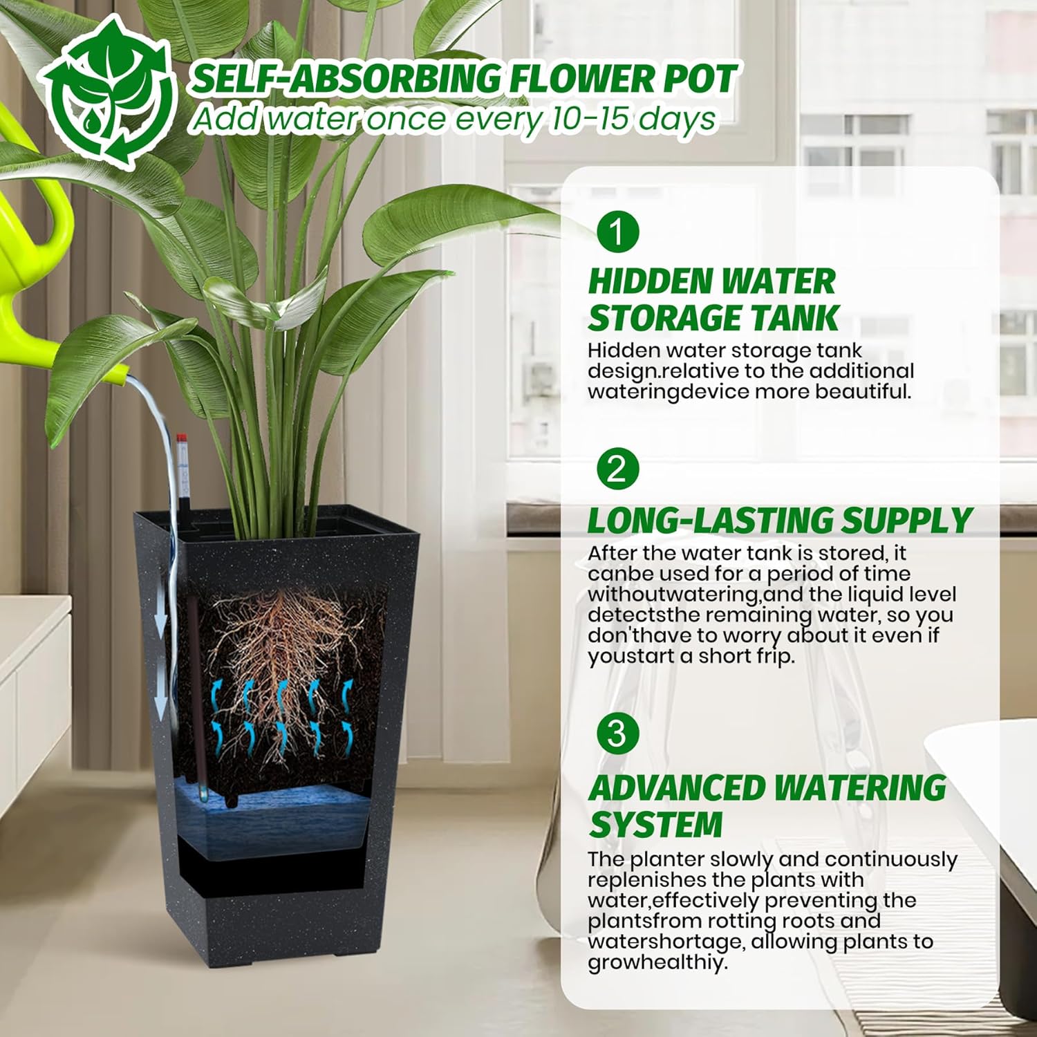 Tall Black Planter Set