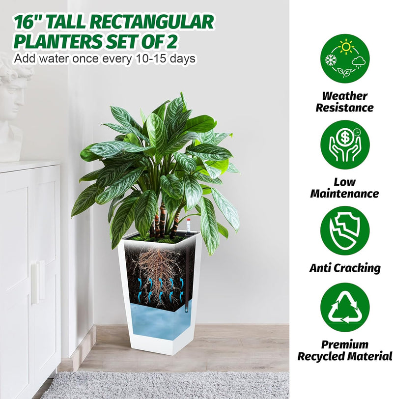 Tall White Planter Set