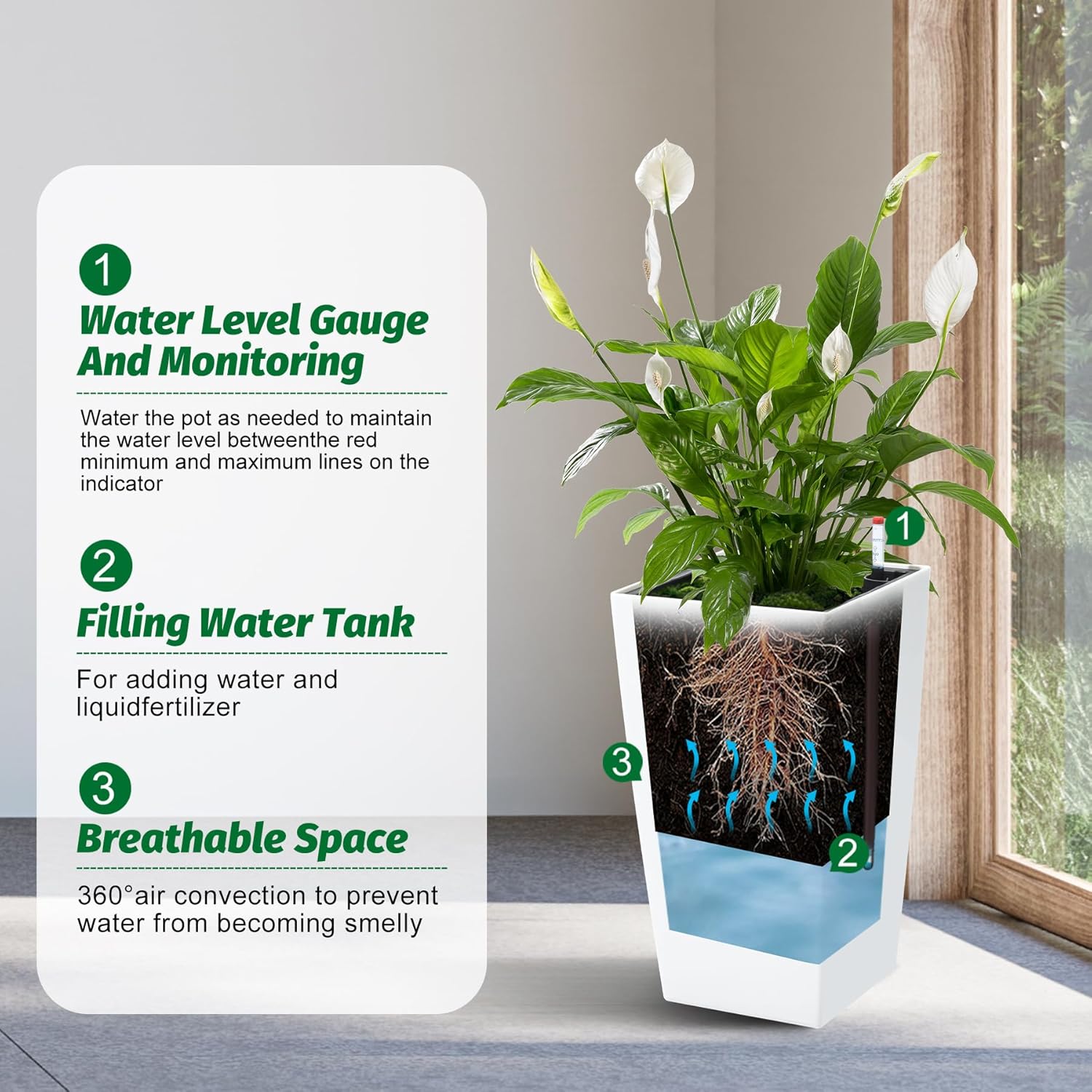 Tall White Planter Set