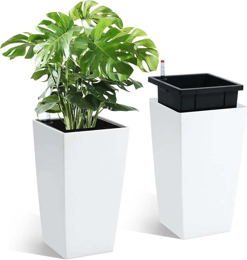 Tall White Planter Set