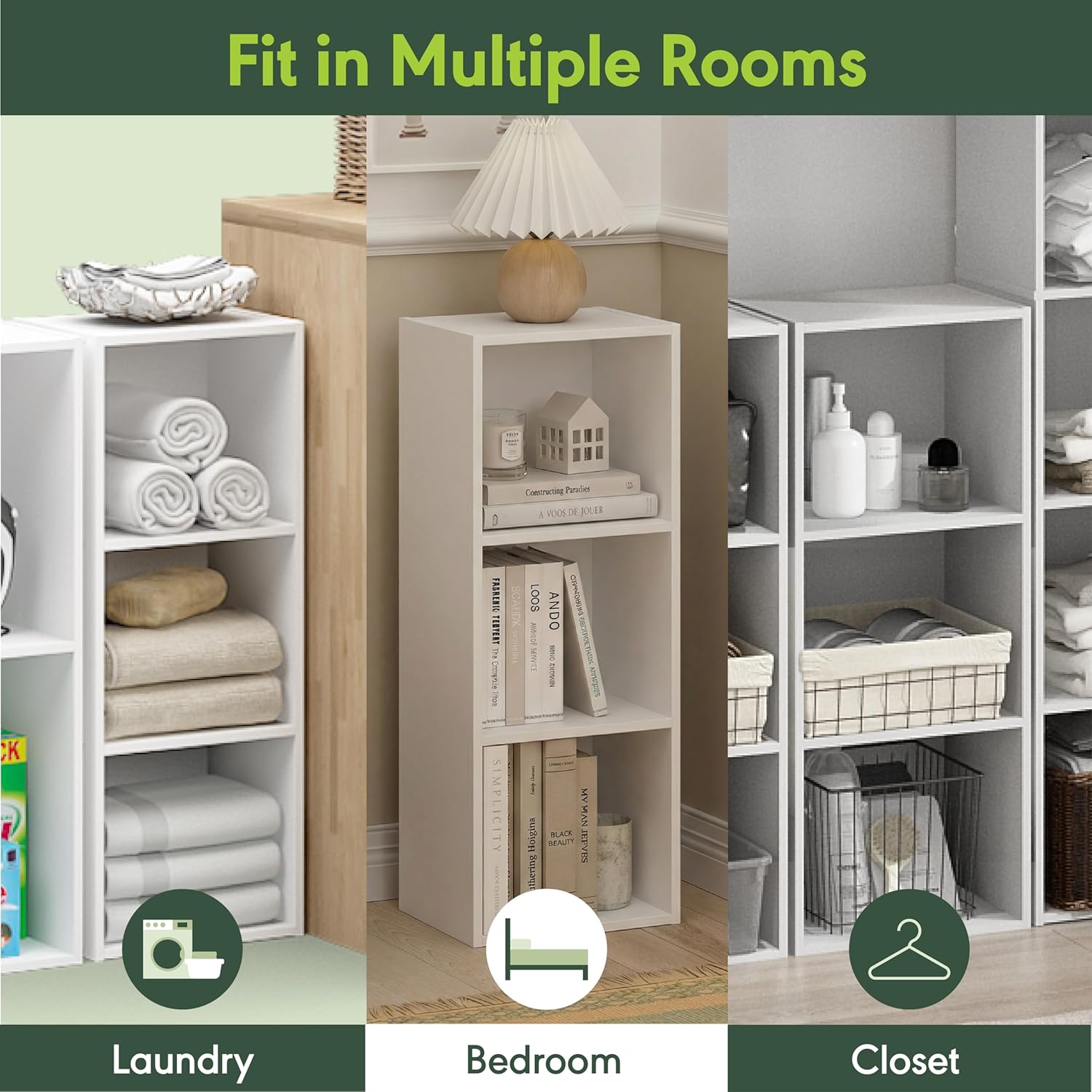 Three Cube Open Shelf Bookcase