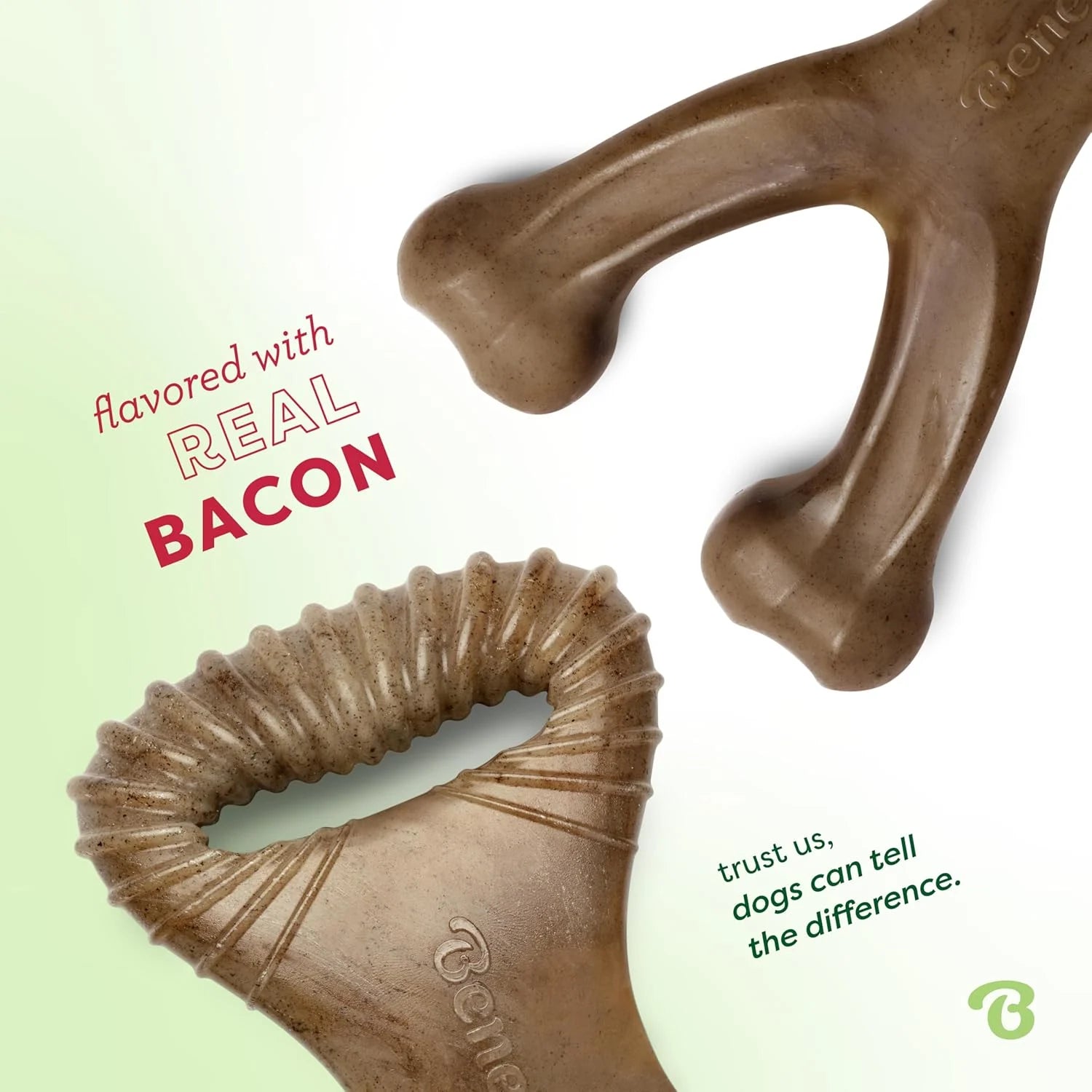 Small Bacon Wishbone & Dental Dog Chew Toy Set (2-Pack)