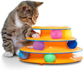 3-Level Interactive Cat Track Tower Toy with 6 Rolling Balls