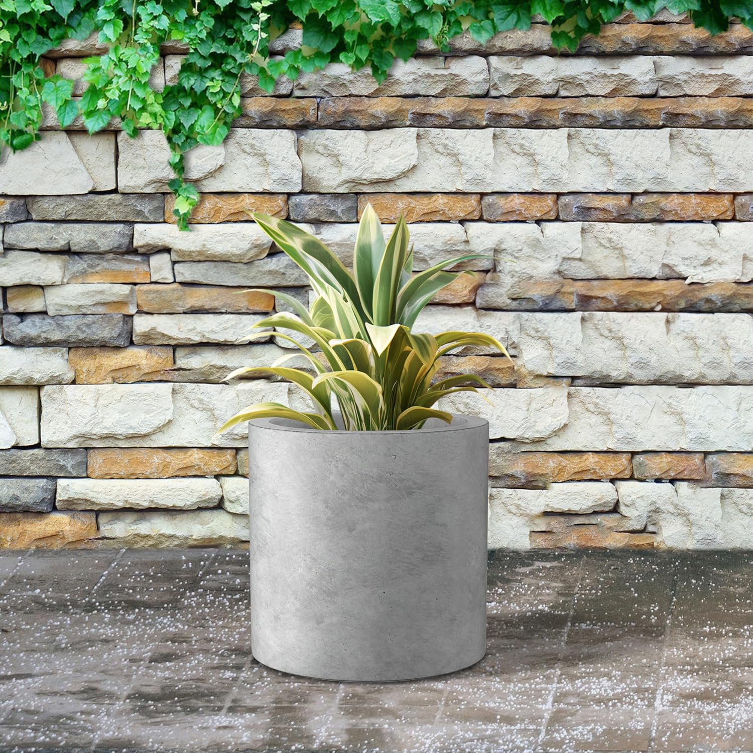 Weathered Cylinder Planter