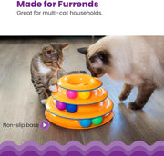3-Level Interactive Cat Track Tower Toy with 6 Rolling Balls