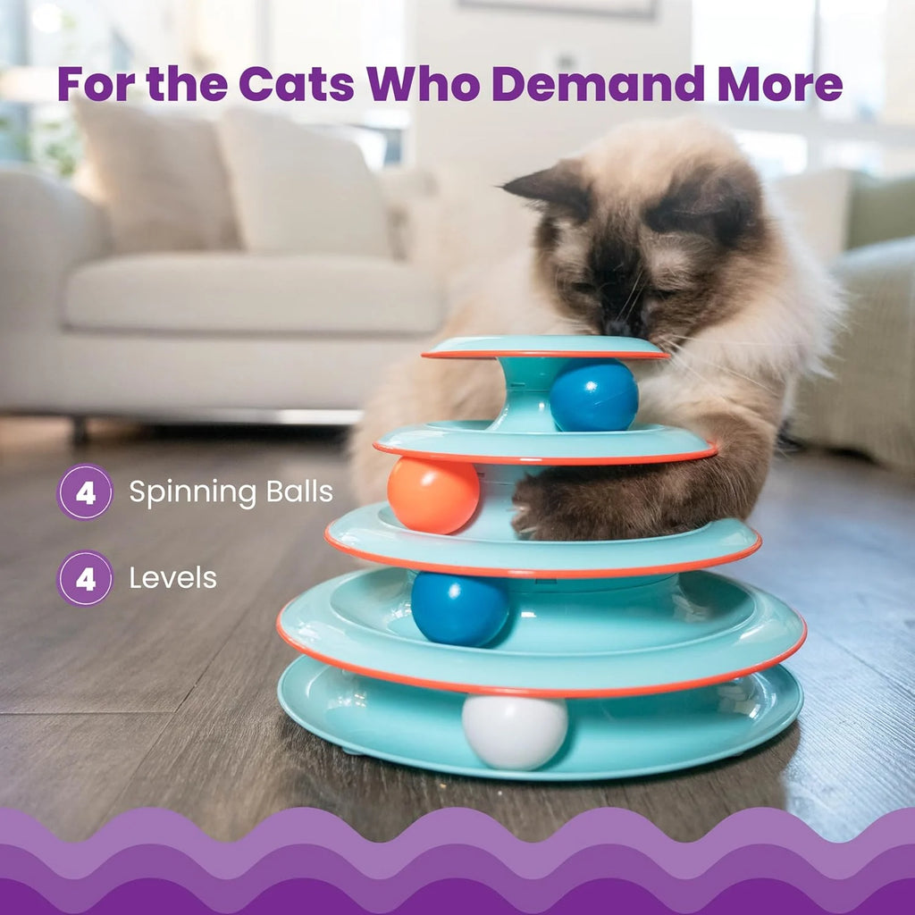 4-Tier Interactive Cat Track Tower with Rolling Balls