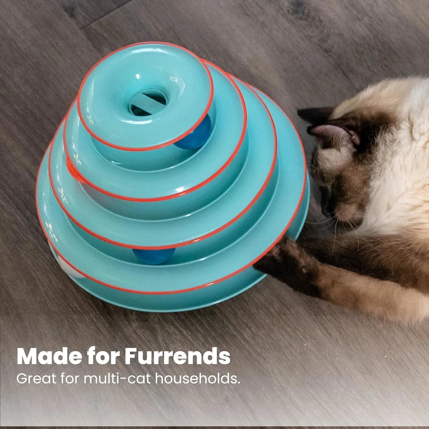 4-Tier Interactive Cat Track Tower with Rolling Balls